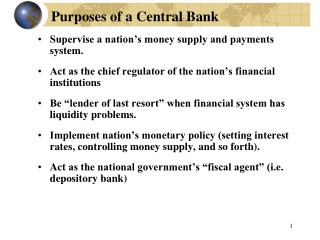Purposes of a Central Bank