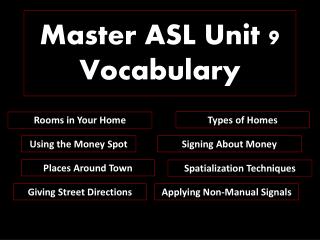 Master ASL Unit 9 Vocabulary