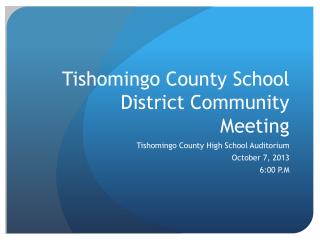Tishomingo County School District Community Meeting
