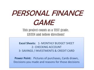 PERSONAL FINANCE GAME