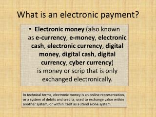 What is an electronic payment ?