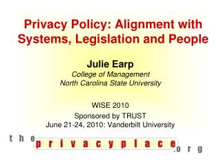 Privacy Policy: Alignment with Systems, Legislation and People