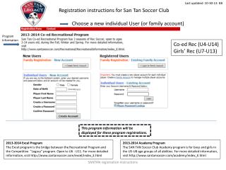 Registration instructions for San Tan Soccer Club
