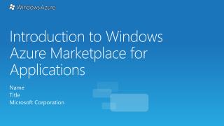 Introduction to Windows Azure Marketplace for Applications