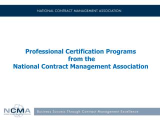 Professional Certification Programs from the National Contract Management Association