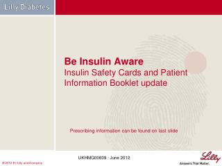 Be Insulin Aware Insulin Safety Cards and Patient Information Booklet update