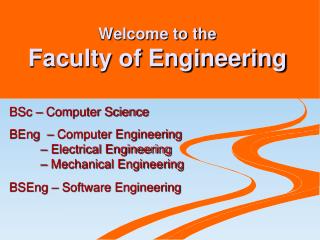 Welcome to the Faculty of Engineering