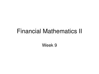 Financial Mathematics II