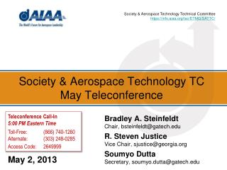Society &amp; Aerospace Technology TC May Teleconference