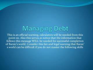 Managing Debt