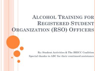 Alcohol Training for Registered Student Organization (RSO) Officers