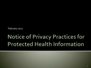Notice of Privacy Practices for Protected Health Information