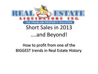 Short Sales in 2013 ….and Beyond!