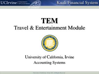 TEM Travel &amp; Entertainment Module