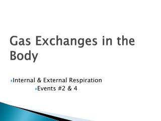 Gas Exchanges in the Body