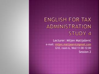 English for Tax Administration Study 4