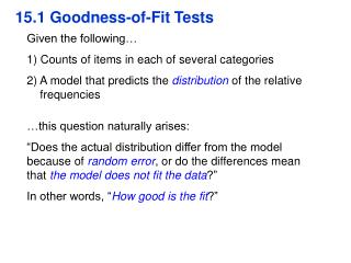 15.1 Goodness-of-Fit Tests