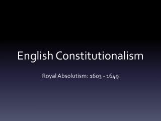 English Constitutionalism