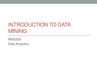 Introduction to DATA MINING