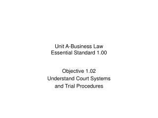 Unit A-Business Law Essential Standard 1.00