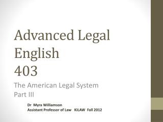 Advanced Legal English 403