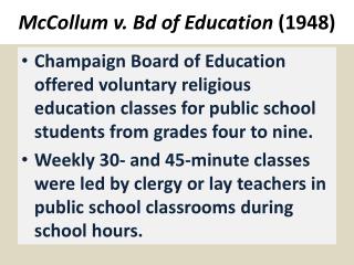 McCollum v. Bd of Education (1948)