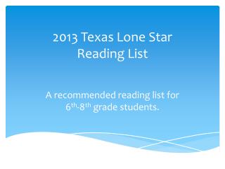 2013 Texas Lone Star Reading List