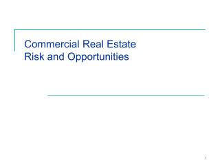 Commercial Real Estate Risk and Opportunities