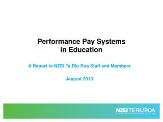 Performance Pay Systems in Education
