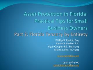 Asset Protection in Florida: Practical Tips for Small Business Owners