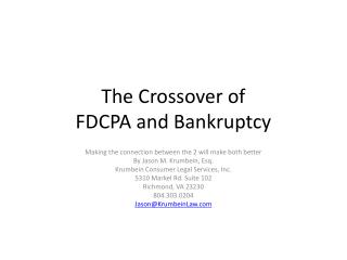 The Crossover of FDCPA and Bankruptcy