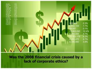 Was the 2008 financial crisis caused by a lack of corporate ethics?