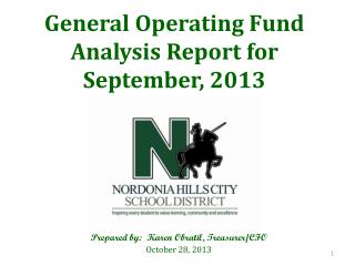 General Operating Fund Analysis Report for September, 2013