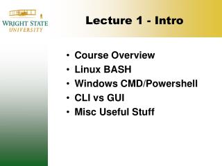 Lecture 1 - Intro