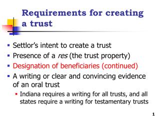 Requirements for creating a trust