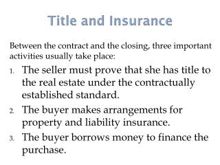 Title and Insurance