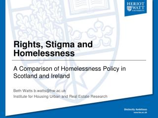 Rights, Stigma and Homelessness