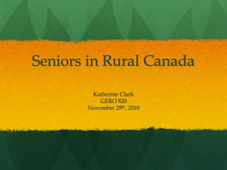 Seniors in Rural Canada