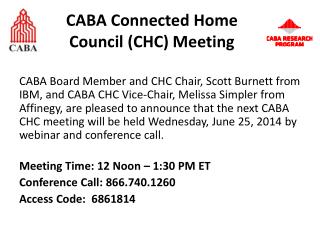 CABA Connected Home Council (CHC) Meeting