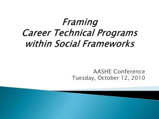 Framing Career Technical Programs within Social Frameworks