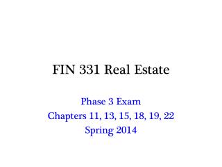 FIN 331 Real Estate