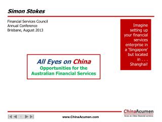 All Eyes on China Opportunities for the Australian Financial Services