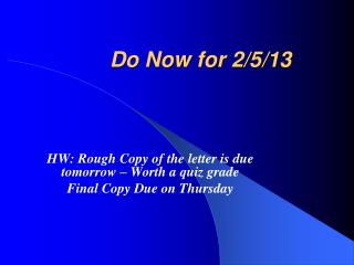 Do Now for 2/5/13