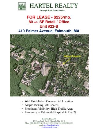 FOR LEASE - $225/mo. 80 +/- SF Retail / Office Unit #22-B 419 Palmer Avenue, Falmouth, MA