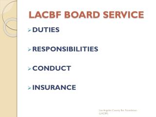 LACBF BOARD SERVICE