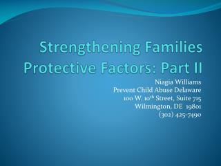 Strengthening Families Protective Factors: Part II