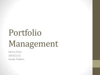 Portfolio Management