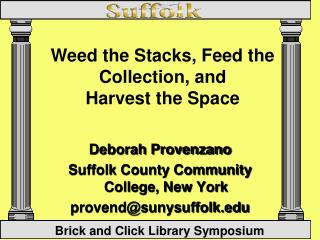 Deborah Provenzano Suffolk County Community College, New York provend@sunysuffolk.edu