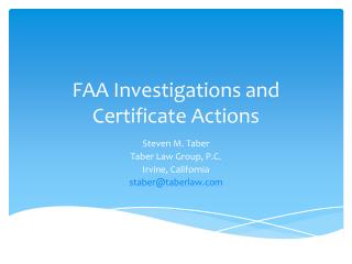 FAA Investigations and Certificate Actions