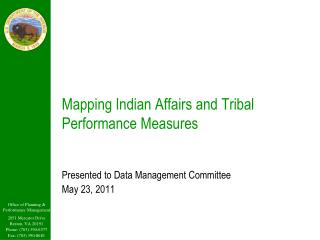 Mapping Indian Affairs and Tribal Performance Measures